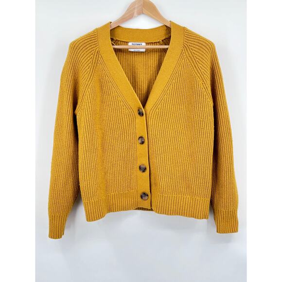 Relaxed Chunky Knit Cardigan Corkwood / Mustard Yellow Women’s Large - Picture 1 of 7